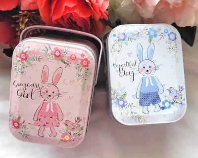 Latas de almacenamiento, caja de almacenamiento, joyero, estuche de hojalata, estuche de conejo Foto 1 de 4