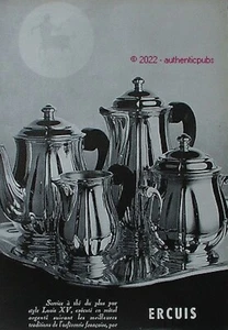 PUBLICITE ERCUIS SERVICE A THE STYLE LOUIS XV METAL ARGENTE ORFEVRERIE DE 1955 - Imagen 1 de 1