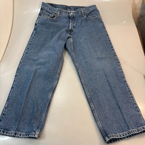 Levis 505 Mens 36 x 28 Denim Blue Jeans Relaxed Fit Husky 5 Pocket - Picture 1 of 6