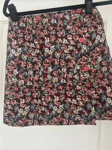 Rachel Riley Girls Burgundy quilted floral button wrap skirt 100% cotton France - Picture 1 of 5