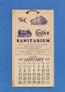 1930 COLFAX SANITARIUM COLFAX IOWA HOTEL CALENDAR (VERY RARE FIND) - Picture 1 of 5