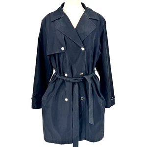 FS Rainwear Womens Rain Trench Coat XL Black Vented Soft Lined Belted - Picture 1 of 9