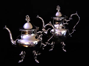  Silverplated Teapot and Coffee Pot Circa 1880 Silver on Copper - Picture 1 of 3