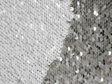 Silver White Reversible 5mm Sequin Fabric Flip Two Tone Mermaid Cloth