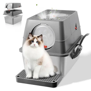 Edelstahl Katzenklo XXL Geschlossene Abnehmbare Katzentoilette Nicht-Klebrig 70L - Bild 1 von 11