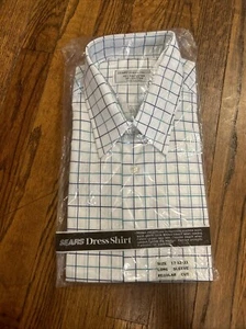 NOS Vintage 80s 90’s Sears Perma Prest Pinstripe Shirt Size 17 32/33 - New - Picture 1 of 6