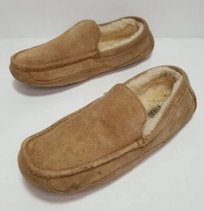UGG Ascot Moccasins Men's Slippers size 11 Tan Suede Shearling Lined 5396 - Picture 1 of 12