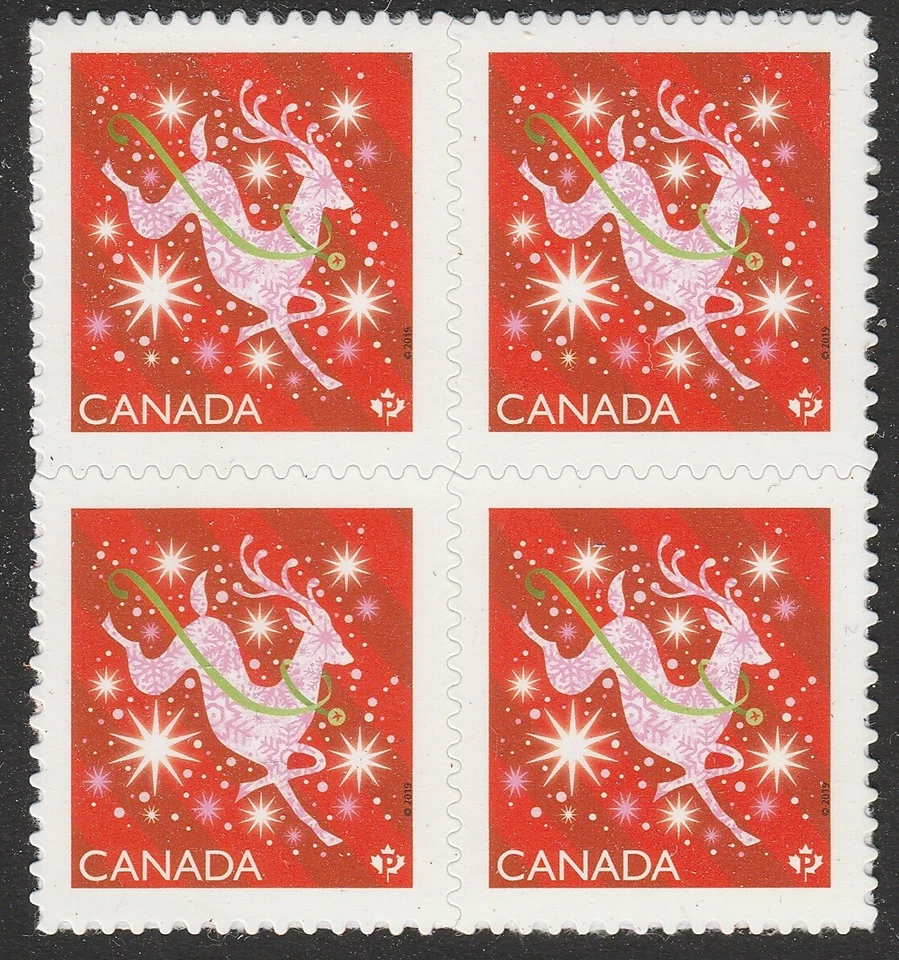 Canadá 3201 Navidad Reno Brillante y Brillante Bloque P 4 MNH 2019 Foto 1 de 1