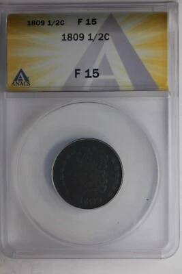 MONEDAS COLONIALES 1809 .005 ANACS F15 1/2C 1700S Foto 1 de 2