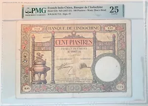 1927-31 French-Indo China, Banque de l’Indochine 100 Piastres Pick# 51b PMG 25 - Picture 1 of 2