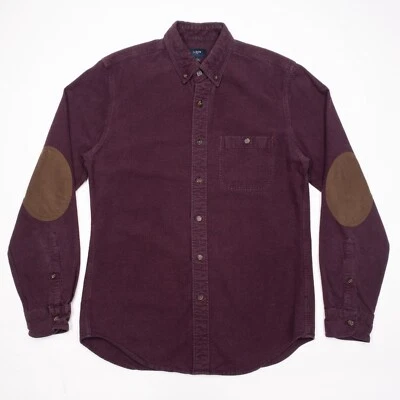 J.Crew Chamois Shirt Men's Small Elbow Patch Long Sleeve Button-Up Maroon Casual - Image 1 of 4
