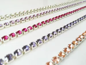 SS28 6MM 1 Metre Best Quality Rhinestone Diamante Colour Close Cup Chain - Picture 1 of 35
