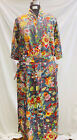 Indian Cotton Gray Bathrobe Maxi Summer Floral Print Long Kimono Nightwear Dress