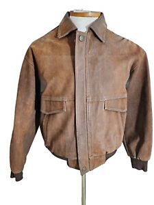 VTG Alta Moda V Leather Jacket Men’s M Brown Classic Made In Italy dirty 