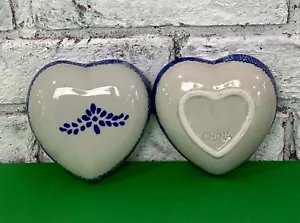 Plato de baratija de cerámica con tapa de corazón de gres Hermitage 1996 vintage - Imagen 1 de 13