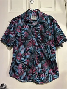 RSVLTS Miami Vice Button Shirt M Medium Blue Pink Pineapple Coconut Polyester - Bild 1 von 6
