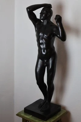 Auguste Rodin L'età del bronzo The Age of Bronze scultura nudo vecchia - Immagine 1 di 4