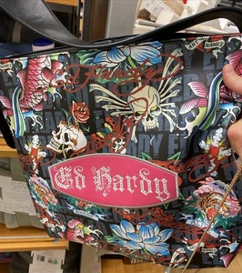 Viral Vintage Ed Hardy Tote Graphic with Belt Buckle Strap and A Pouch - Picture 1 of 10