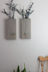 Rustikales Wandvasen-Set aus Holz - Bild 1 von 1