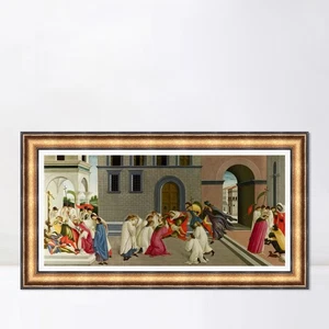 Gerahmter Leinwand Kunstdruck Drei Wunder des heiligen Zenobius von Sandro Botticelli - Bild 1 von 16