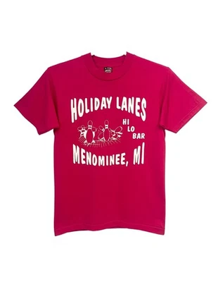 Винтажная футболка для боулинга 90-х Holiday Lanes Hi Lo Bar средний размер Menominee Мичиган США - Изображение 1 из 4