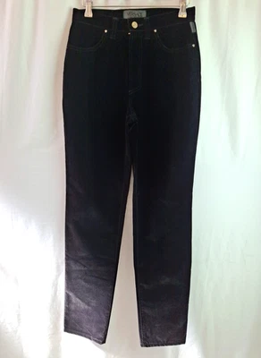 Calça VERSACE Jeans Couture Veludo Preta Reta Feminina UK10 C4631 - Imagem 1 de 4