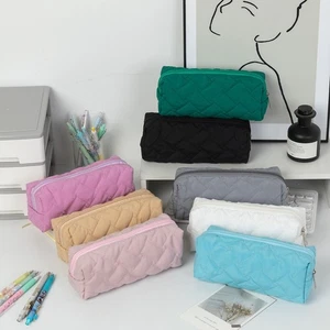 Solid Color Stationery Storage Bags Large Capacity Cosmetic Bag Student - Picture 1 of 14