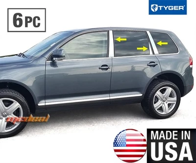TYGER Fits 03-08 Volkswagen Touareg 6PC Stainless Steel Chrome Pillar Post Trim Foto 1 de 4