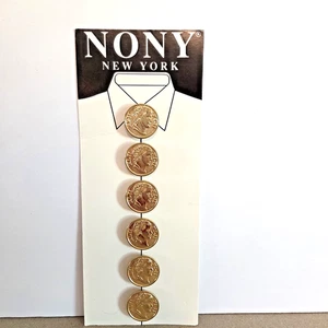 Vtg NONY New York Rome XLII Gold Toned Button Covers Lot 6 On Card RARE NOS - Picture 1 of 4