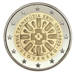 Moneda 2 euros Eslovaquia 2023 Centenario transfusión sangre SC. - Imagen 1 de 1