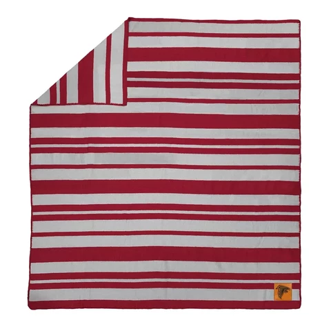NFL Atlanta Falcons Acrylic Stripe Blanket with Faux Leather Logo Patch 60" x 70 Cover