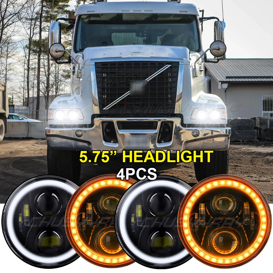 4PCS 5-3/4" 5.75 Inch LED Projector Headlight For Volvo VHD 2001-2019 Jaguar XJS — 第 1/4 张图片