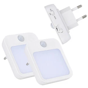 2X LED Nachtlicht mit Bewegungsmelder Steckdose Lampe Treppen-Leuchte Notlicht - Bild 1 von 12