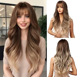 Zopfhaar Perücke 6100cm – Braun-Blond Ombré Kunsthaar - Bild 1 von 8