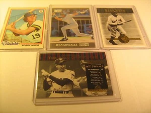 Lot of 4 BB Cards 2001 BABE RUTH Gonzalez DIMAGGIO Yount 1973 [c3b12] - Picture 1 of 5