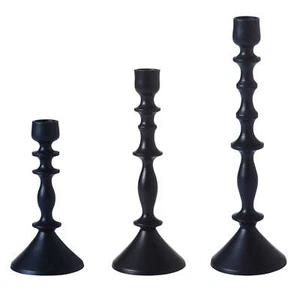 Beautiful Black Metal Taper Candle Holders by Drew Barrymore, Set of 3 - Picture 1 of 7