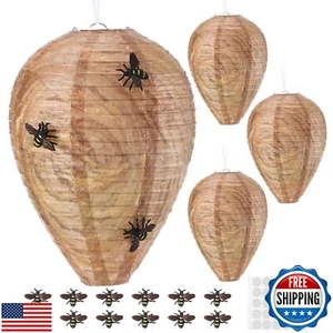 Qualirey 4 Pack Paper Wasp Nest Decoys, Fake Wasp, Hornet Nest Decoy with 12 - Picture 1 of 5