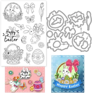 Frohe Ostern Durchsichtige Stempel Und Stanzformen Hase Metall-Stanzform Osterei - Bild 1 von 6