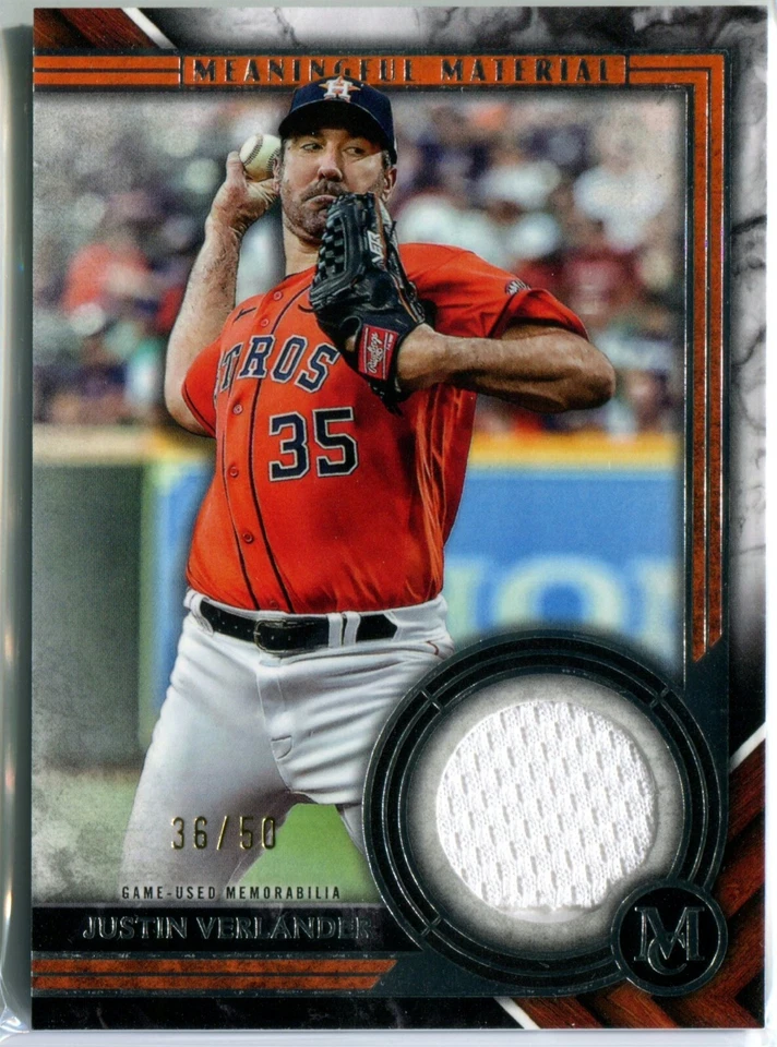 JUSTIN VERLANDER 2022 Topps Museum Collection Meaningful Material JERSEY /50 - Image 1 of 1