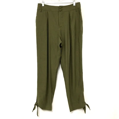 INC International Concepts Womens Size 10 Burnt Oliver Tapered Tie-Hem Pants - Image 1 of 4