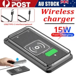 15W USB Type-C Car Wireless Charger Fast Charging Mat Pad For for iPhone Samsung - Picture 1 of 16