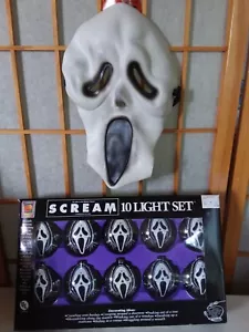 VTG SCREAM 10 LIGHT SET (Lights Work) + SCREAM Rubber MASK HALLOWEEN - READ - Picture 1 of 12