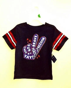 New Celebrate Patriotic Boys Graphic T-Shirt Navy 2T Brave, Freedom, Peace, Fun - Picture 1 of 4