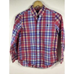 Ralph Lauren Polo Pink Plaid Button Up Shirt Boys M (10-12) Vintage Fantastic - Picture 1 of 9