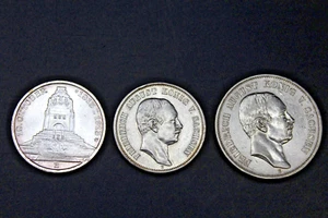 3 Marks Sachsen 1909 Vz, 1913 Vz/Stgl And 5 Marks 1908 Ss/Vz - Picture 1 of 2