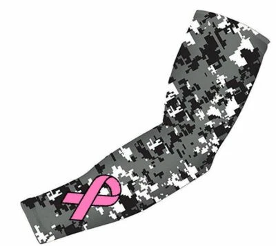 POWER ENERGY SPORTS Pink Ribbon Breast Cancer Compression Baseball Football Arm Sleeve Black Camo