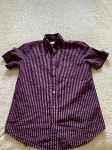 Camisa Gap Hombres Seersucker Rayas Manga Corta Abotonada Roja Negra Talla XS - Imagen 1 de 11