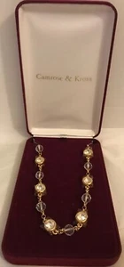 Camrose and Kross JBK Jackie Kennedy Gold Crystal Necklace Never Worn 30”-33” - Picture 1 of 4