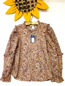 Universal Thread Top XL Boho Floral Cottagecore High Neck Puff Sleeve Shirt NWT - Picture 1 of 15