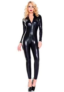 Women's Black Zipper Catsuit Costume - Picture 1 of 1